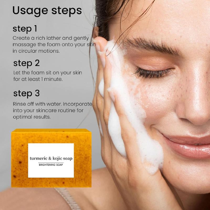 【Buy 12 Soaps, Get 4 Free Turmeric Scrubs)】3Pcs Amococo Honey Glow Lemon Turmeric & Kojic Acid Brightening Soap 100G Dark Spot Remover for Face & Body Cleanser Daily Moisturizing Retinol Soap