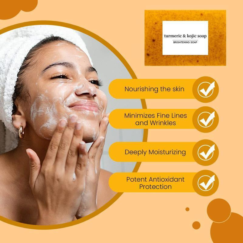 【Buy 12 Soaps, Get 4 Free Turmeric Scrubs)】3Pcs Amococo Honey Glow Lemon Turmeric & Kojic Acid Brightening Soap 100G Dark Spot Remover for Face & Body Cleanser Daily Moisturizing Retinol Soap