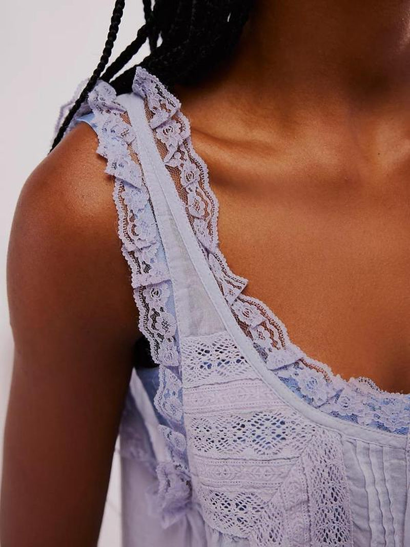 Women'S Plain Lace Trim Tie Front Vneck Tank Top, Casual Basic Elegant Sleeveless Top for Spring & Fall, Ladies Clothes for Daily Wear, Womenswear, Chic Summer Look