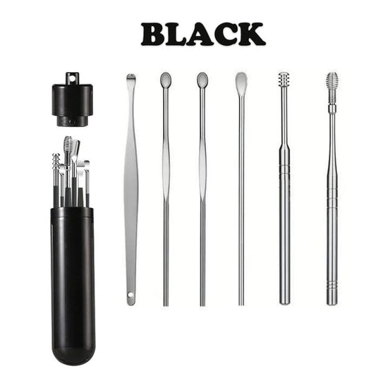 6 Counts Set Stainless Steel Spiral Ear Massage Cleaning Tool,Stainless Steel Earwax Removal Tool Kit,Mini Portable Ear Scope With.Sensiohome