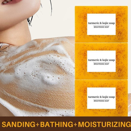 【Buy 12 Soaps, Get 4 Free Turmeric Scrubs)】3Pcs Amococo Honey Glow Lemon Turmeric & Kojic Acid Brightening Soap 100G Dark Spot Remover for Face & Body Cleanser Daily Moisturizing Retinol Soap