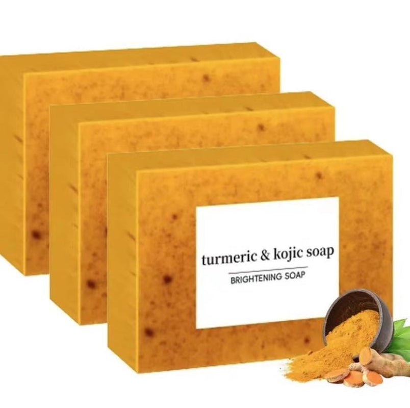 【Buy 12 Soaps, Get 4 Free Turmeric Scrubs)】3Pcs Amococo Honey Glow Lemon Turmeric & Kojic Acid Brightening Soap 100G Dark Spot Remover for Face & Body Cleanser Daily Moisturizing Retinol Soap